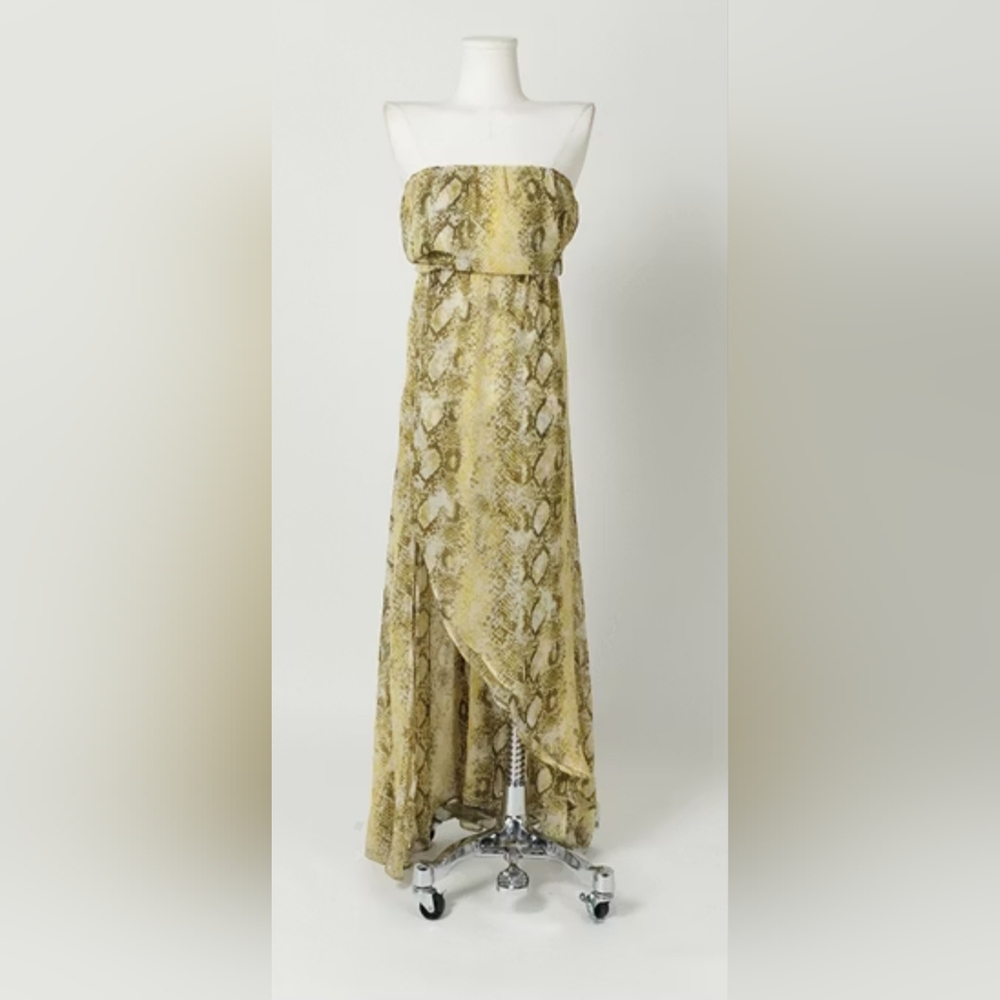 Dress the Population Snake Print Maxi Skirt in Gold
